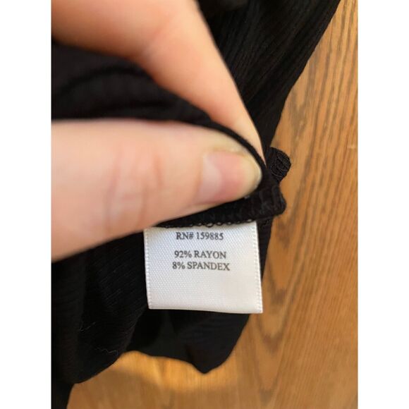 Bobi Los Angeles Short Ribbed Cropped Cowl Black Tank Top Stretch Womens Size L - Picture 4 of 7